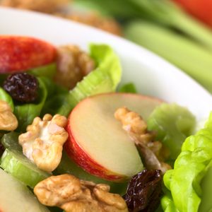 Apple and Cheddar Salad with Maple Dressing and Candied Walnuts