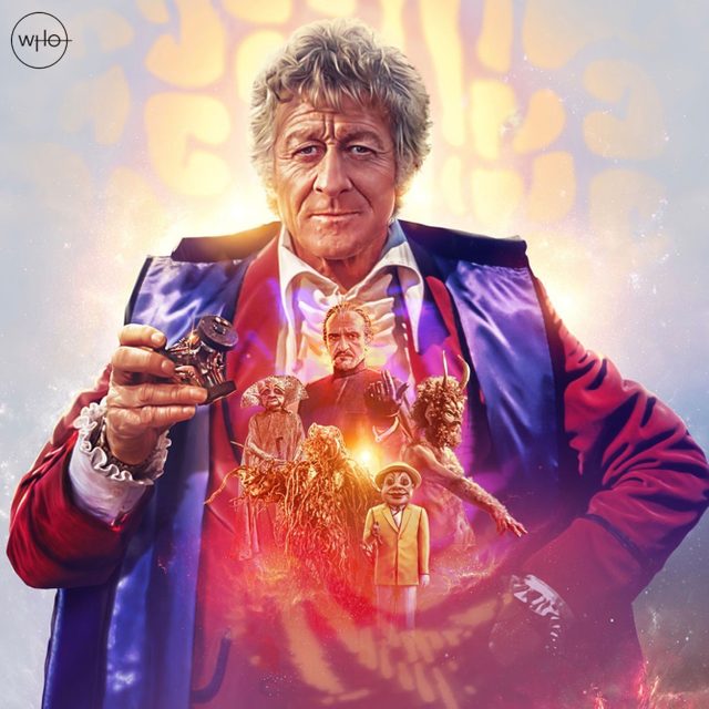 Jon Pertwee as the Third Doctor - Doctor Who season 8 bluray art