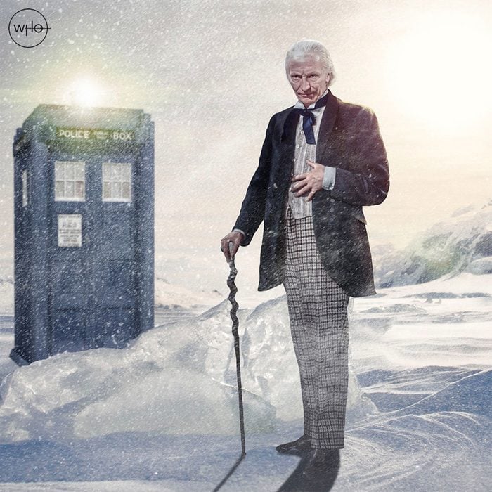 William Hartnell as Doctor Who with the TARDIS