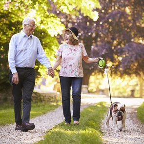Best pace for daily walk - mature couple walking dog