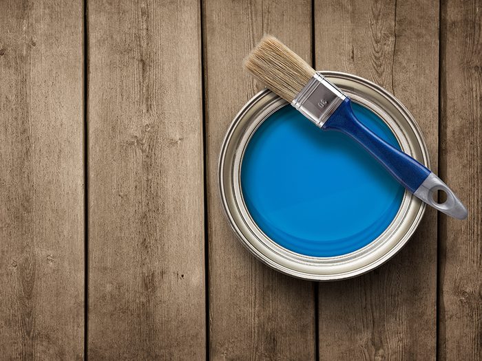 Blue paint can