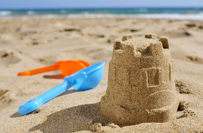 Sand castles on beach