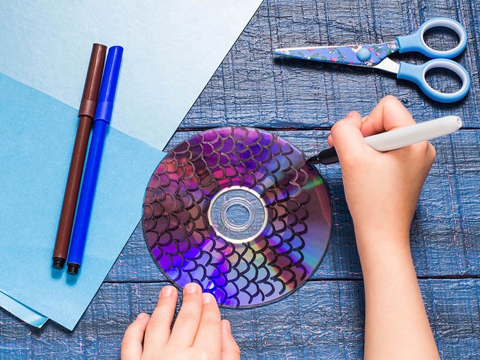 Use old CDs for kids crafts