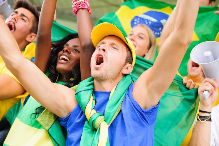 Brazilian fans at a soccer game