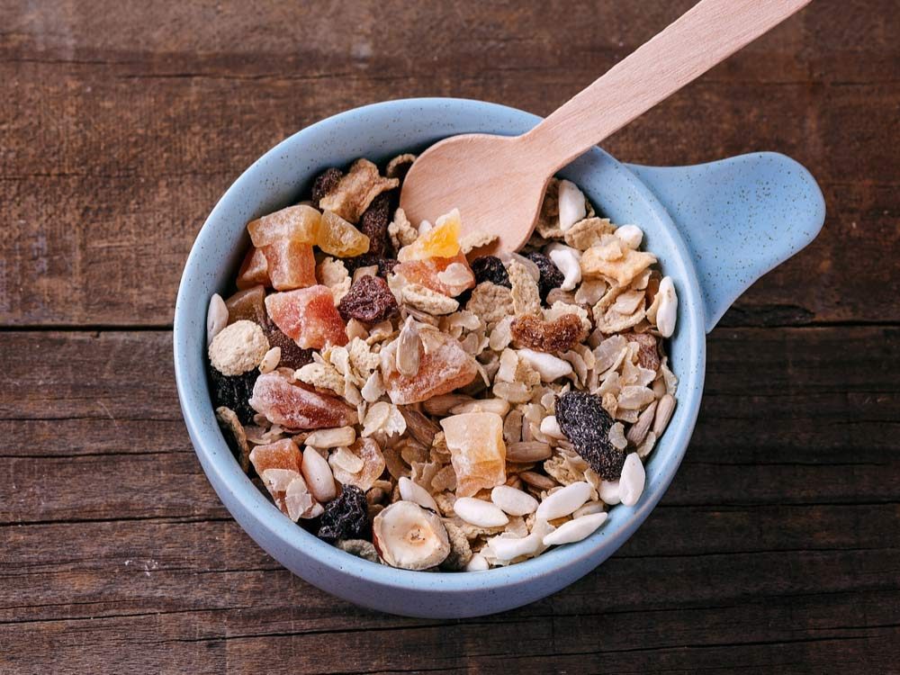 Muesli, nuts and dried berries and fruits