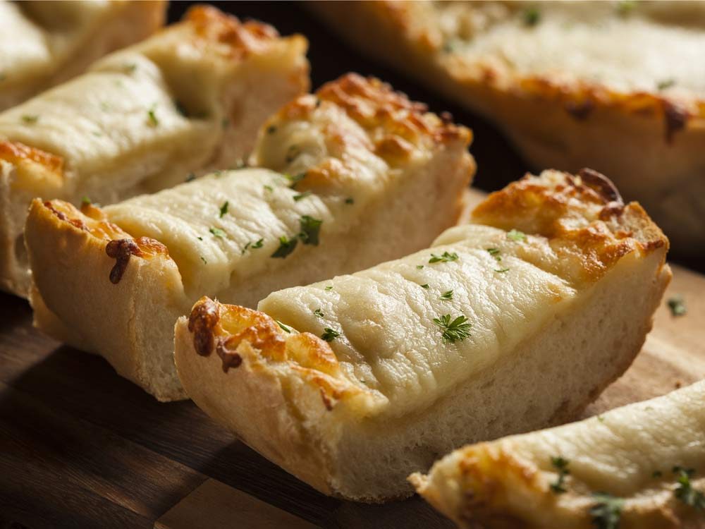 Garlic bread with cheese and parsley