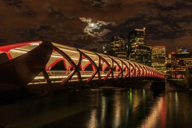 Peace Bridge in Calgary at night