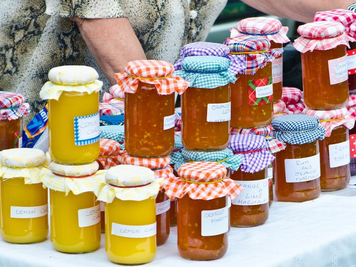 Fresh jams and preserves for sale at the Salt Spring Island Saturday Market
