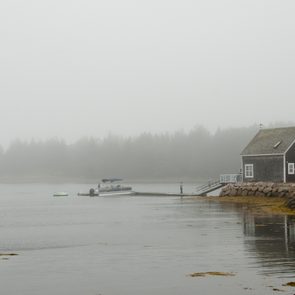 Oak Island Mystery - Oak Island in fog