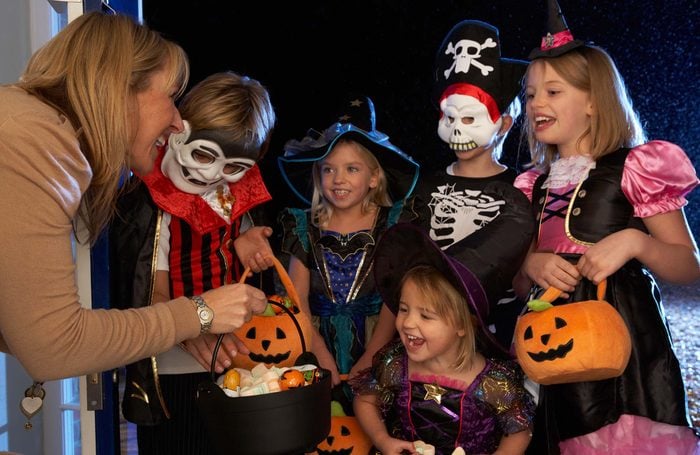 Kids trick-or-treating on Halloween