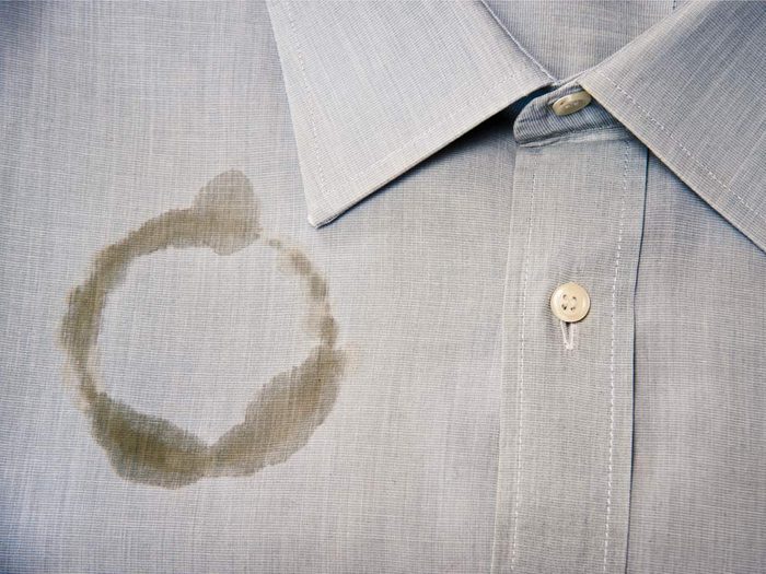 Coffee stain on dress shirt
