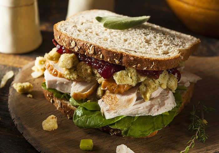 Sandwich made from turkey leftovers