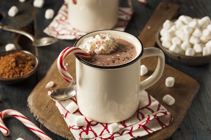 Candy cane in hot chocolate