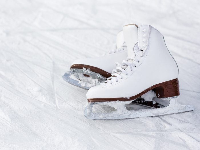 Skating Ottawa's Rideau Canal - white figure skates on ice