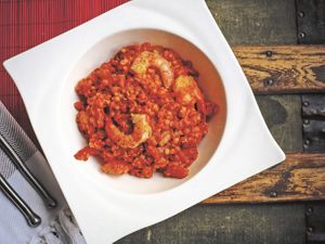 Curried Red Lentils with Shrimp