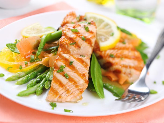 Grilled salmon lunch