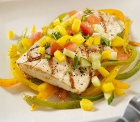 Grilled Halibut Steaks With Tomato and Red Pepper Salsa  