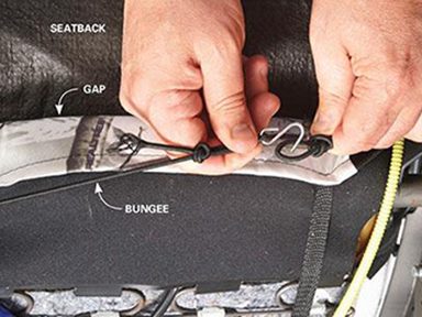 Customizing Car Seat Covers Step 4: Tighten and connect the bungee cords