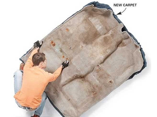 Prep the area and install the new car carpet
