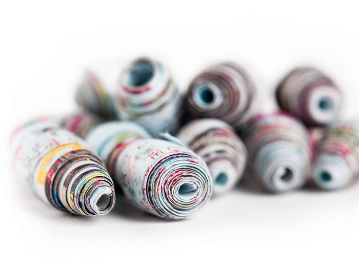 Make paper beads out of old magazines