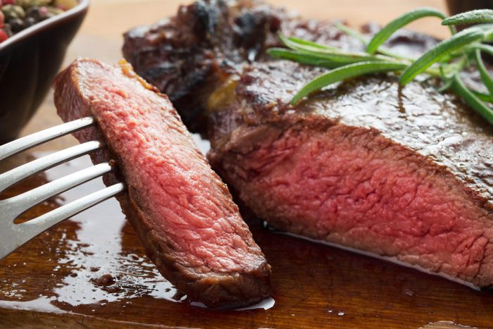 Close-up of rib eye steak