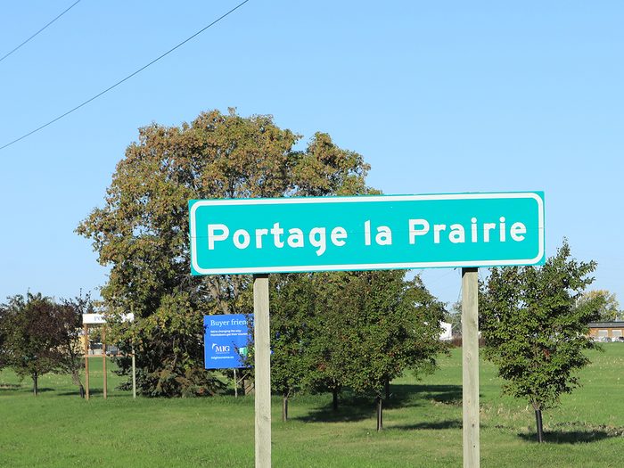 Portage la Prairie Manitoba sign