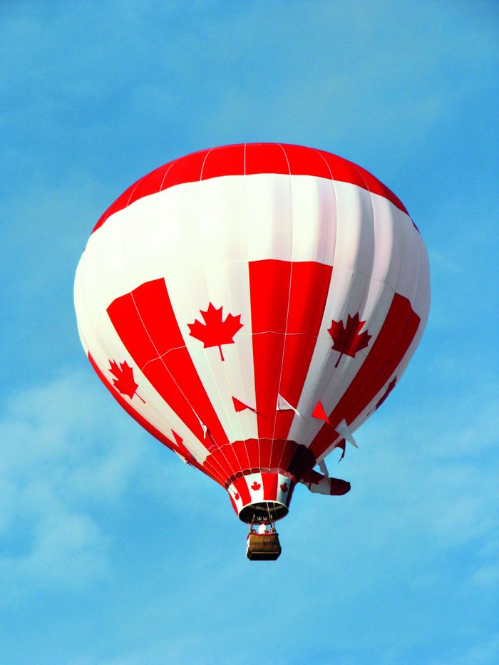 Hot air balloon with Canadian flags