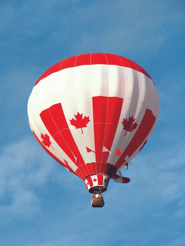 Hot air balloon with Canadian flags