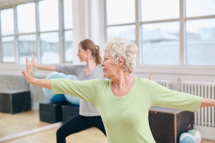 Elderly woman exercising