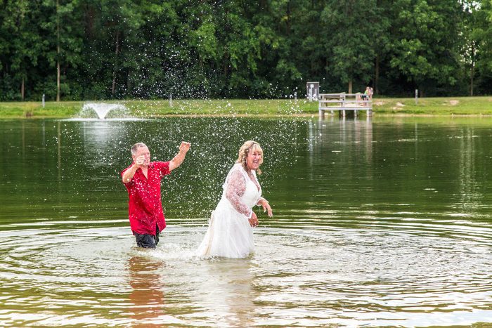 New married couple in lake