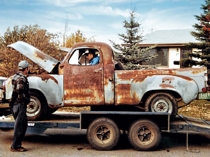 car restoration of old studebaker truck