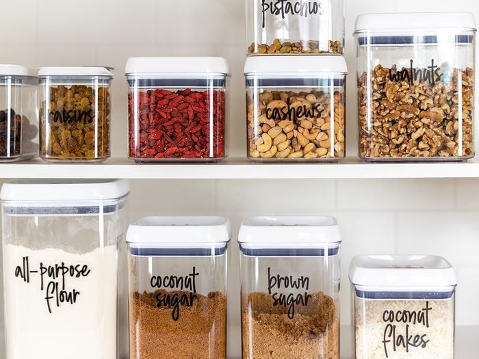 Pantry organization ideas - labelled bulk food containers