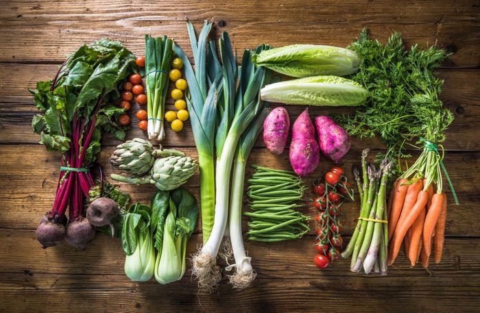 Healthy vegetables on countertop