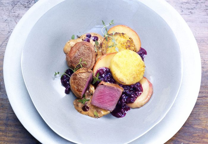 Venison medallions with wild blueberry sauce