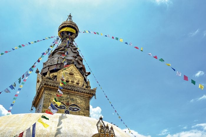 Upper portion of the Boudhanath Temple in Nepal