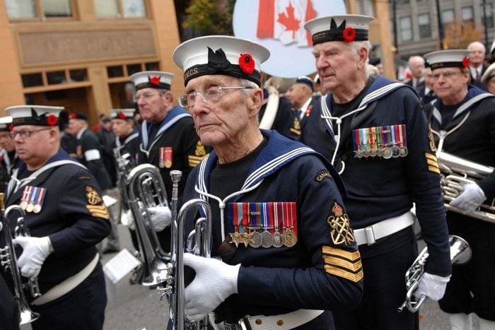 Canadian veterans during Remembrance Day parade