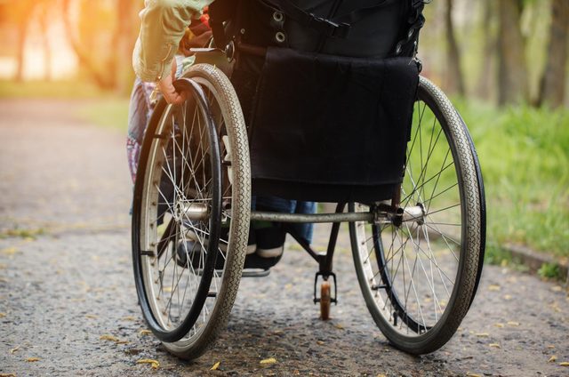 Woman in wheelchair at the park