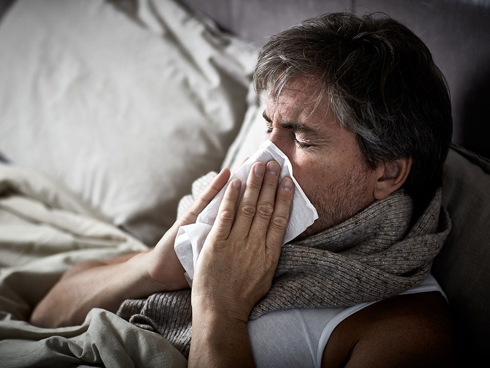 Man suffering with flu