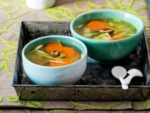 Japanese Tofu Miso Soup with Edamame and Ginger