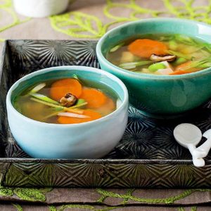 Japanese Tofu Miso Soup with Edamame and Ginger
