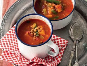 Spicy Lentil Soup with Pumpkin, Tomato and Green Beans