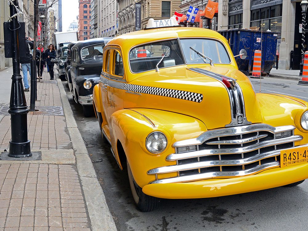 Old yellow taxi cab