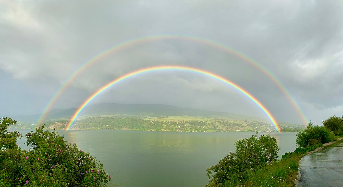 Rainbow photography - double rainbow at Wood Lake