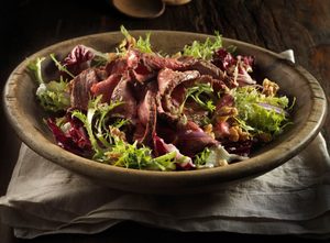 Beef with Baby Greens Salad and Horseradish Vinaigrette