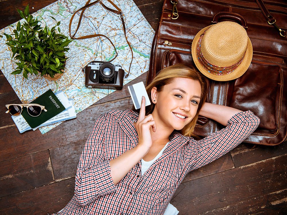 Girl travelling with credit card