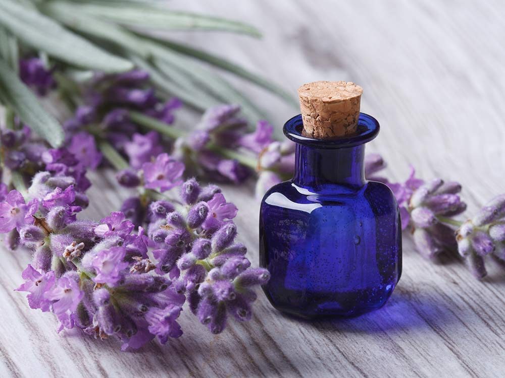 Lavender oil with flowers