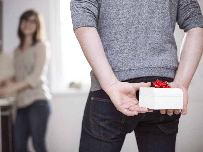 Man giving woman Valentine's Day gift