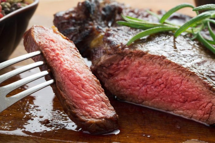 Beef steak cooked medium rare