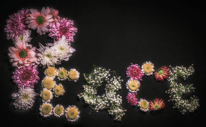 Handmade sign made with flowers
