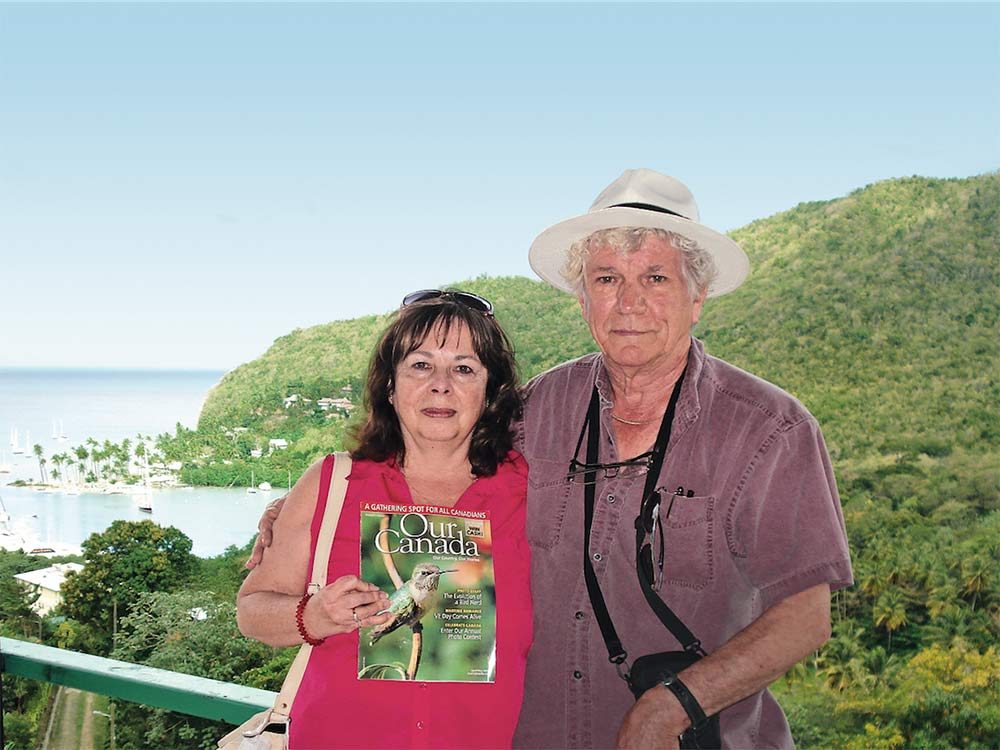 Couple poses in St. Lucia